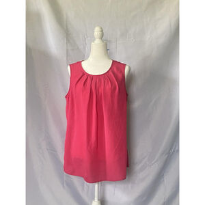 Merona Women’s XL 16 Pink Sleeveless Blouse Top Pleated Neck Keyhole Back Casual